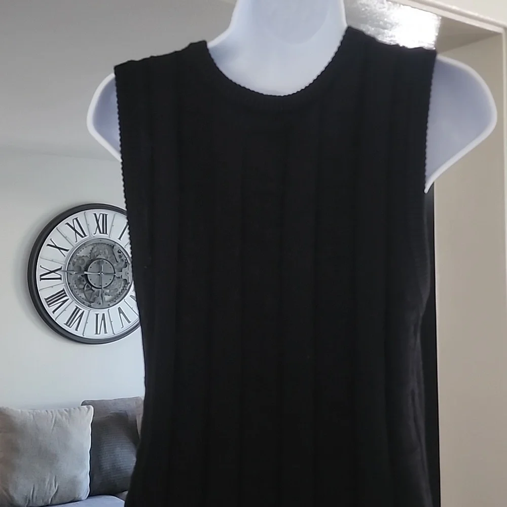 Stüssy Black Ribbed Knit Midi Dress Sleeveless Minimalist - Picture 8 of 11
